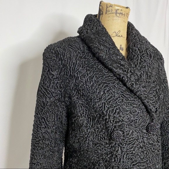 Revillon Black Curly Persian Lamb Fur Coat - Picture 6 of 13